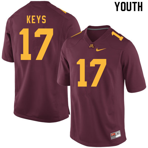Youth #17 Gage Keys Minnesota Golden Gophers College Football Jerseys Sale-Maroon
